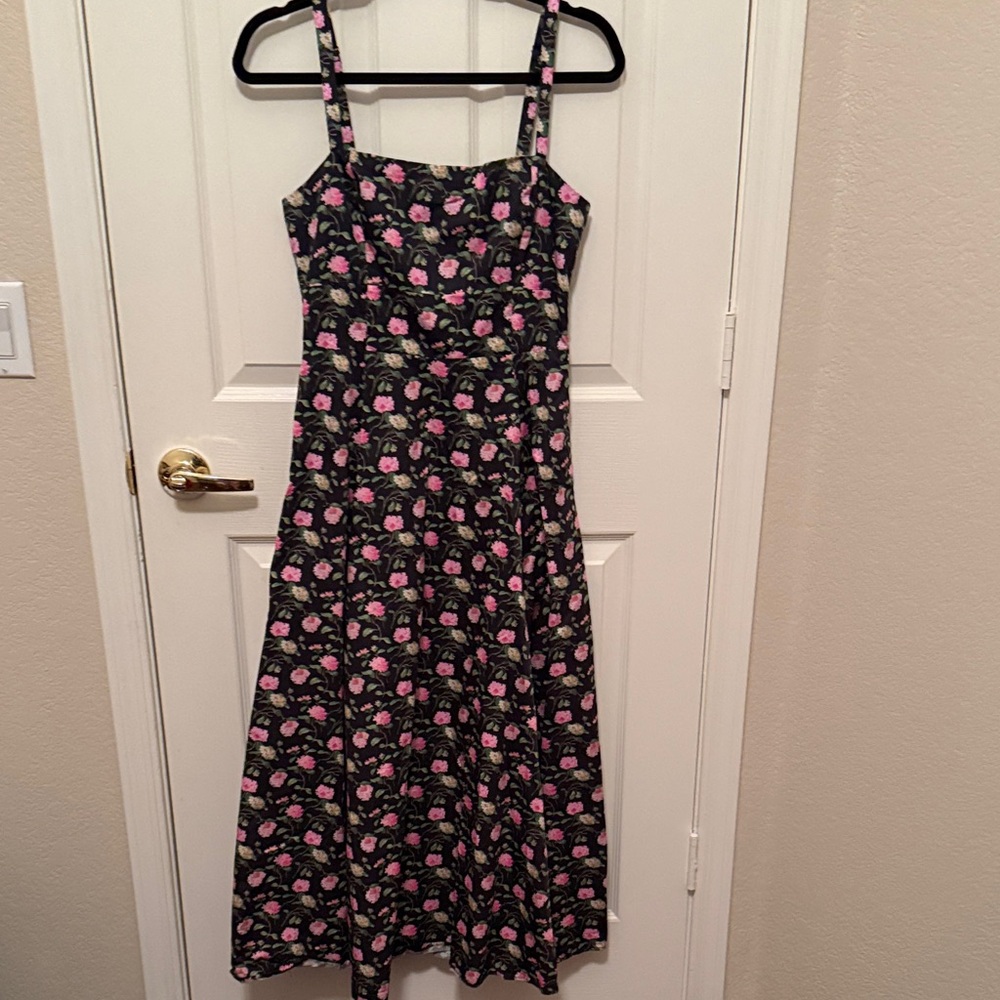 Hill House Margot Black and Pink Floral Maxi Dress